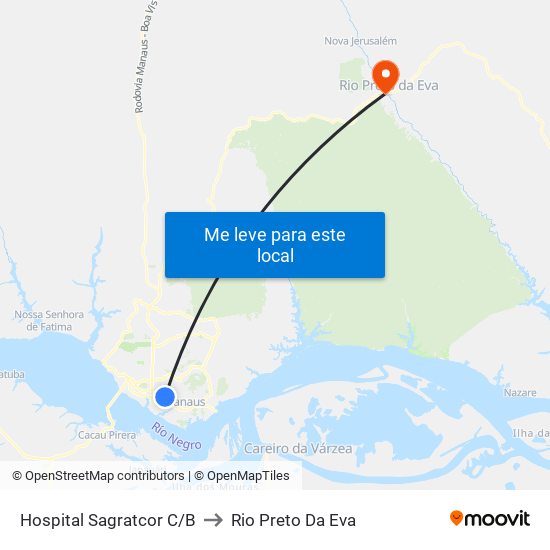 Hospital Sagratcor C/B to Rio Preto Da Eva map