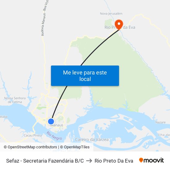 Sefaz - Secretaria Fazendária B/C to Rio Preto Da Eva map
