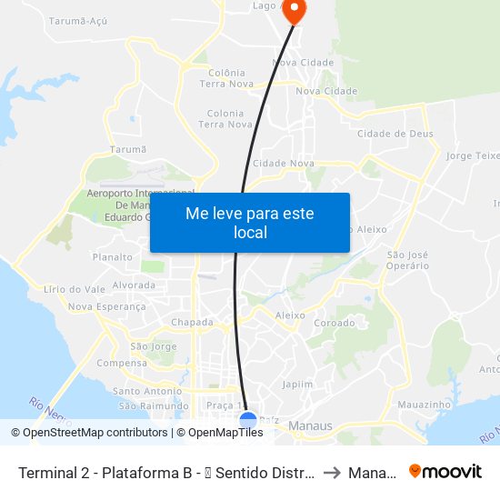 Terminal 2 - Plataforma B - ➓ Sentido Distrito to Manaus map