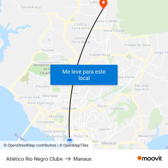 Atlético Rio Negro Clube to Manaus map