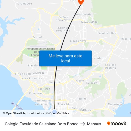 Colégio Faculdade Salesiano Dom Bosco to Manaus map