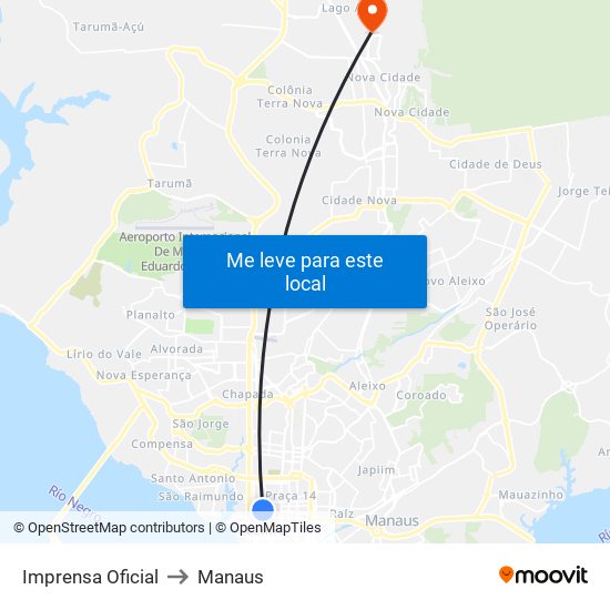 Imprensa Oficial to Manaus map