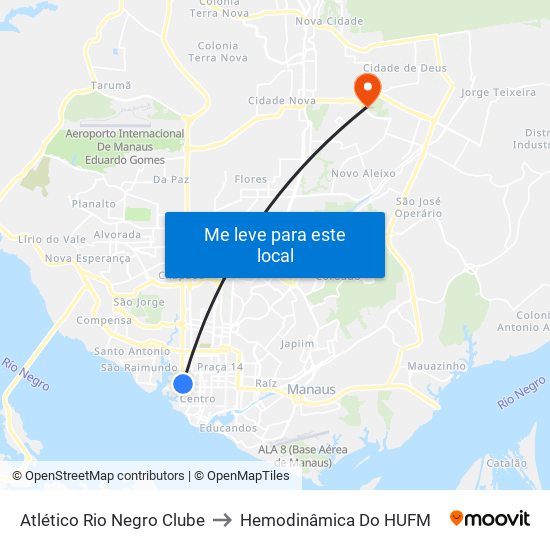 Atlético Rio Negro Clube to Hemodinâmica Do HUFM map