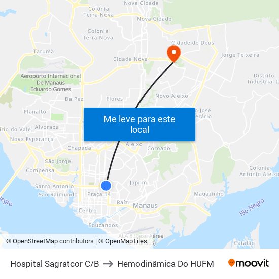 Hospital Sagratcor C/B to Hemodinâmica Do HUFM map