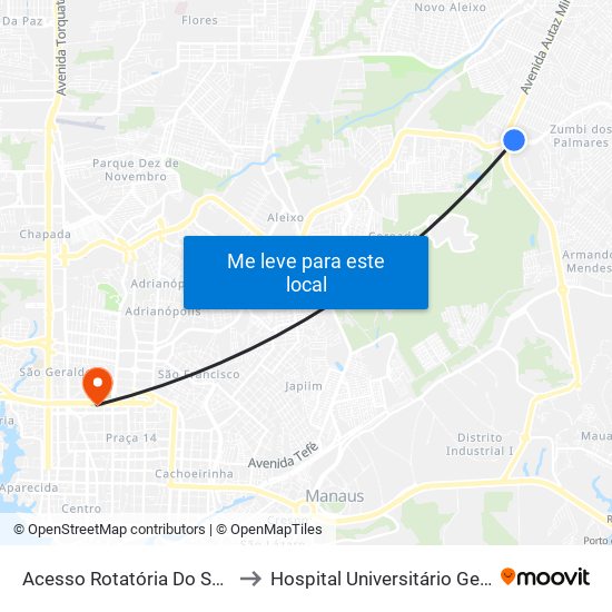 Acesso Rotatória Do São José B/C to Hospital Universitário Getúlio Vargas map