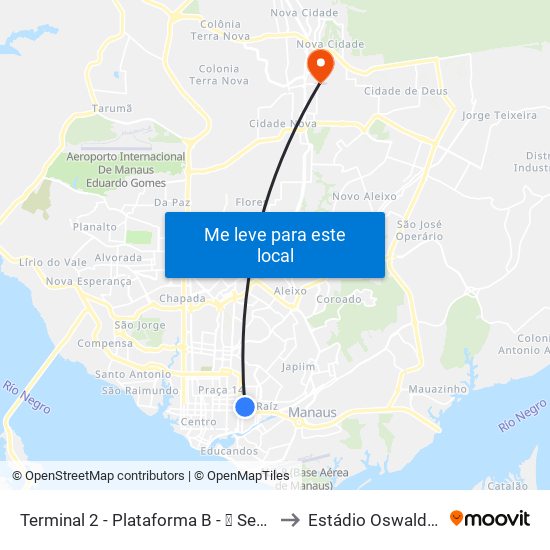 Terminal 2 - Plataforma B - ➑ Sentido Bairro to Estádio Oswaldo Frota map