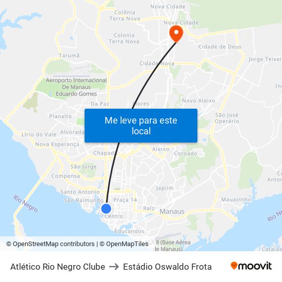 Atlético Rio Negro Clube to Estádio Oswaldo Frota map