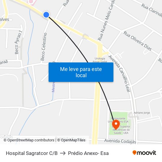 Hospital Sagratcor C/B to Prédio Anexo- Esa map