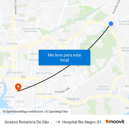 Acesso Rotatória Do São José B/C to Hospital Rio Negro (Hapvida) map