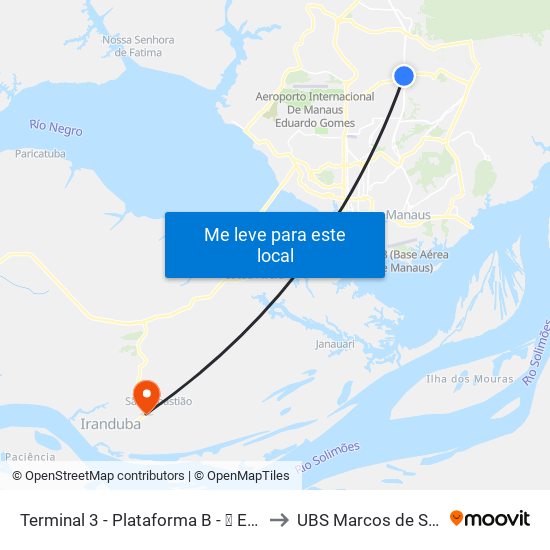 Terminal 3 - Plataforma B - ➓ Embarque Cachoeirinha to UBS Marcos de Souza Carvalho map