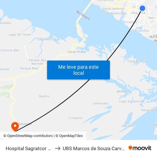 Hospital Sagratcor C/B to UBS Marcos de Souza Carvalho map