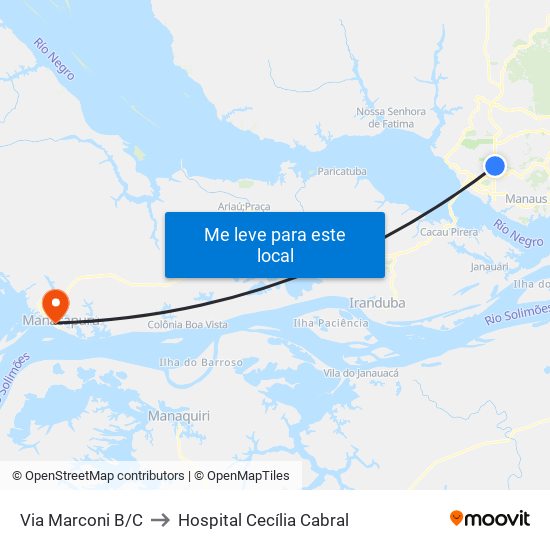 Via Marconi B/C to Hospital Cecília Cabral map