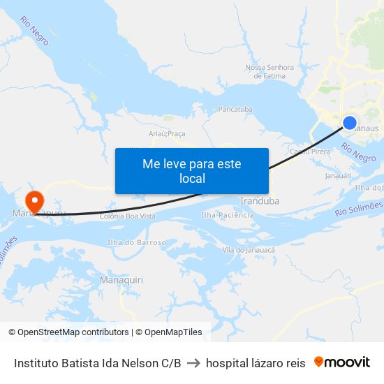Instituto Batista Ida Nelson C/B to hospital lázaro reis map