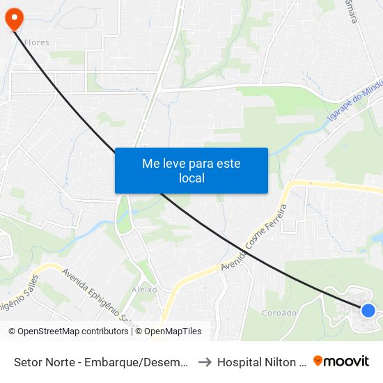Setor Norte - Embarque/Desembarque to Hospital Nilton Lins map