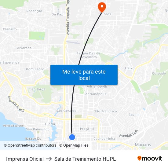 Imprensa Oficial to Sala de Treinamento HUPL map