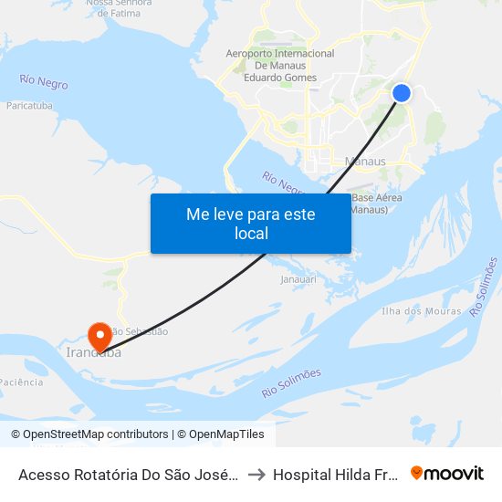 Acesso Rotatória Do São José B/C to Hospital Hilda Freire map