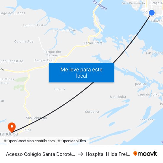 Acesso Colégio Santa Dorotéia to Hospital Hilda Freire map