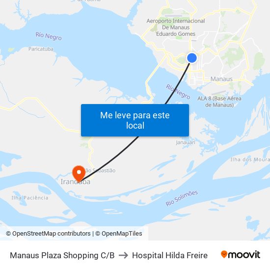 Manaus Plaza Shopping C/B to Hospital Hilda Freire map