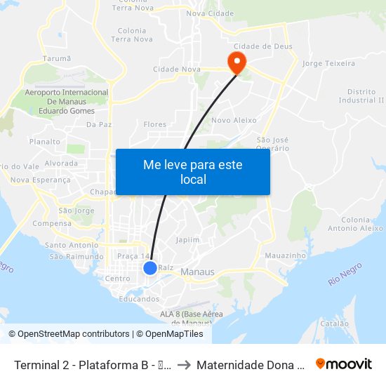 Terminal 2 - Plataforma B - ➒ Sentido Bairro to Maternidade Dona Nazira Daou map