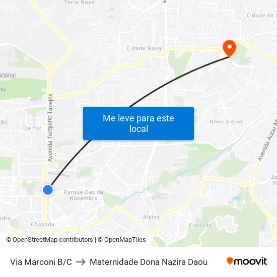 Via Marconi B/C to Maternidade Dona Nazira Daou map