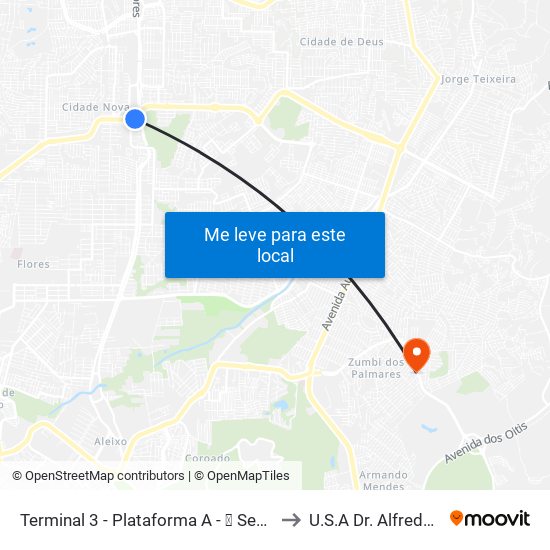 Terminal 3 - Plataforma A - ➍ Sentido Zona Oeste to U.S.A Dr. Alfredo Campos map