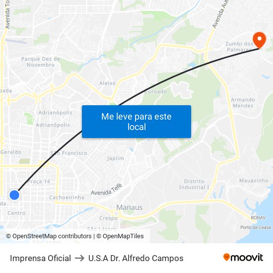 Imprensa Oficial to U.S.A Dr. Alfredo Campos map