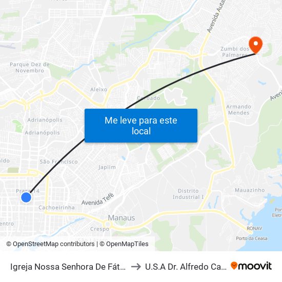 Igreja Nossa Senhora De Fátima C/B to U.S.A Dr. Alfredo Campos map