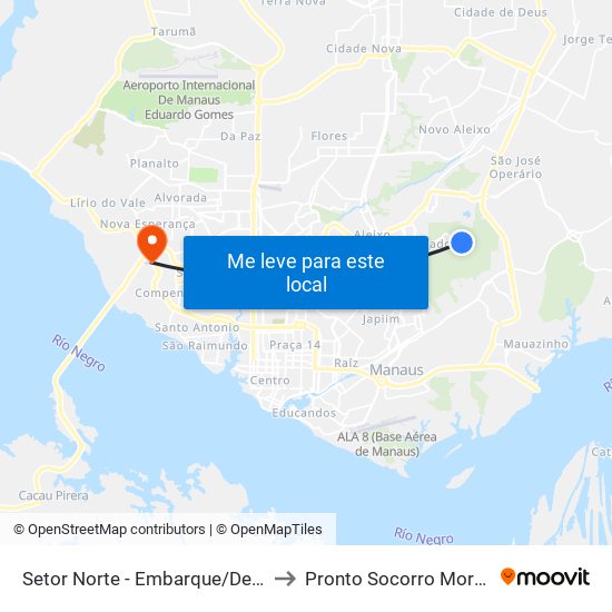Setor Norte - Embarque/Desembarque to Pronto Socorro Mora Tapajós map
