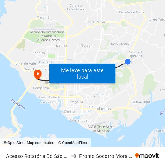 Acesso Rotatória Do São José B/C to Pronto Socorro Mora Tapajós map