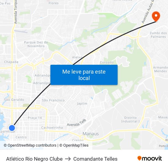 Atlético Rio Negro Clube to Comandante Telles map