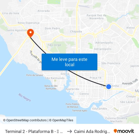 Terminal 2 - Plataforma B - ➏ Sentido Bairro to Caimi Ada Rodrigues Viana map