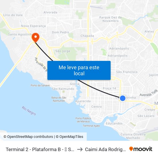 Terminal 2 - Plataforma B - ➓ Sentido Distrito to Caimi Ada Rodrigues Viana map