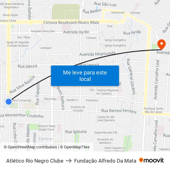 Atlético Rio Negro Clube to Fundação Alfredo Da Mata map