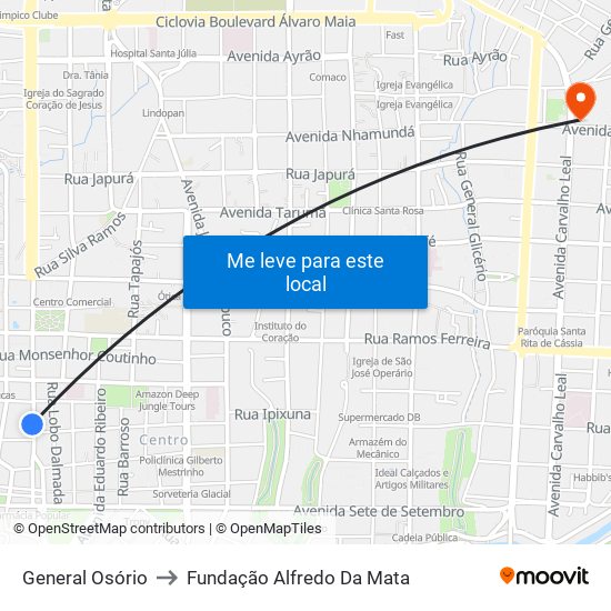 General Osório to Fundação Alfredo Da Mata map