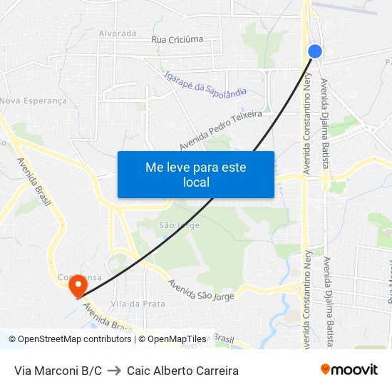 Via Marconi B/C to Caic Alberto Carreira map