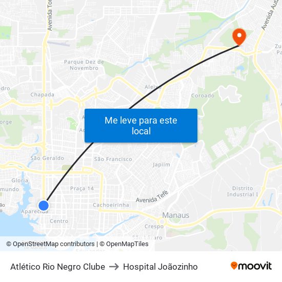 Atlético Rio Negro Clube to Hospital Joãozinho map