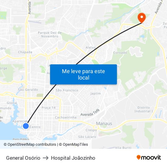 General Osório to Hospital Joãozinho map