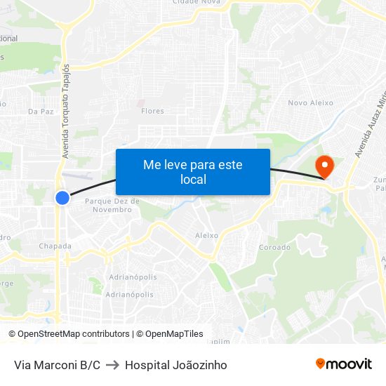 Via Marconi B/C to Hospital Joãozinho map