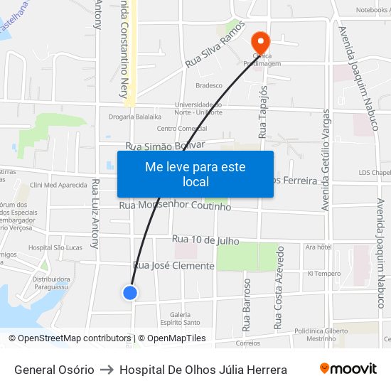 General Osório to Hospital De Olhos Júlia Herrera map