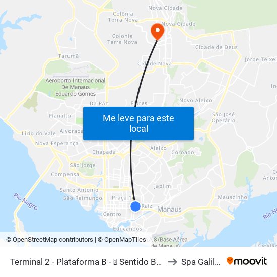 Terminal 2 - Plataforma B - ➑ Sentido Bairro to Spa Galiléia map