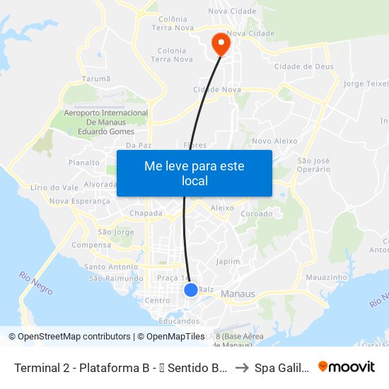Terminal 2 - Plataforma B - ➐ Sentido Bairro to Spa Galiléia map