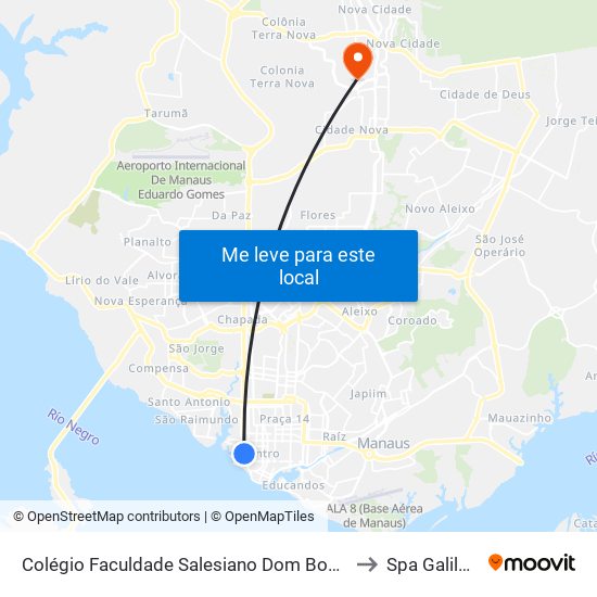 Colégio Faculdade Salesiano Dom Bosco to Spa Galiléia map
