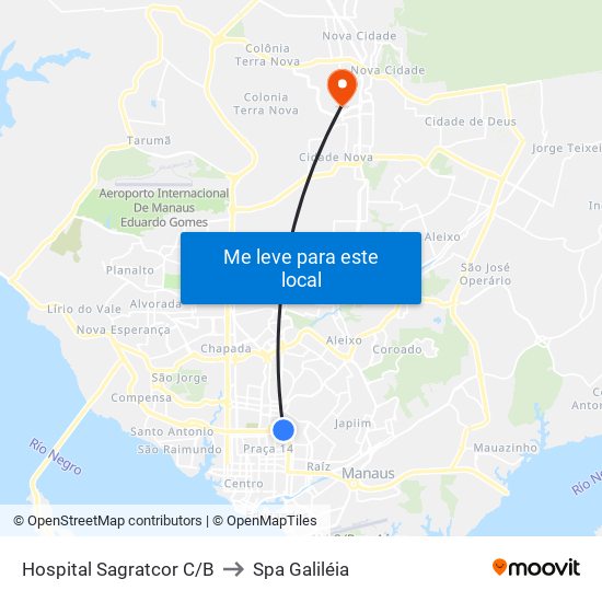 Hospital Sagratcor C/B to Spa Galiléia map