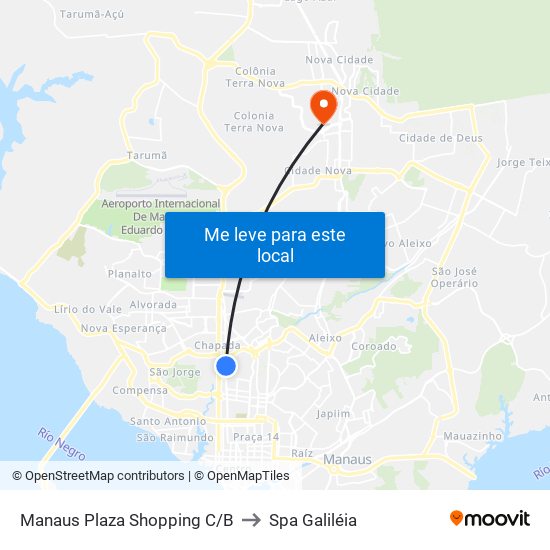 Manaus Plaza Shopping C/B to Spa Galiléia map