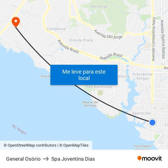 General Osório to Spa Joventina Dias map