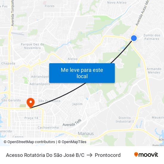 Acesso Rotatória Do São José B/C to Prontocord map