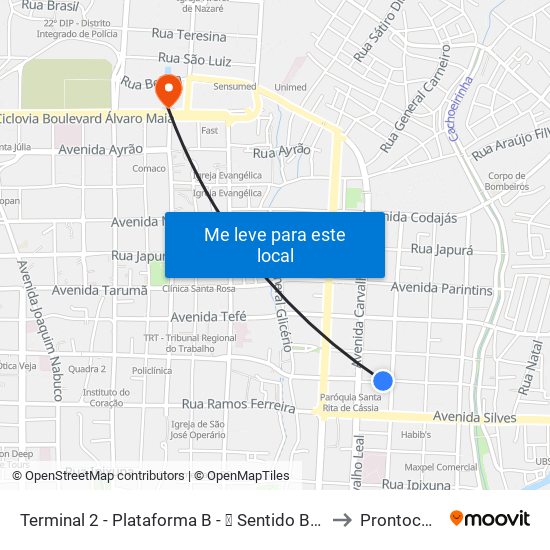 Terminal 2 - Plataforma B - ➐ Sentido Bairro to Prontocord map
