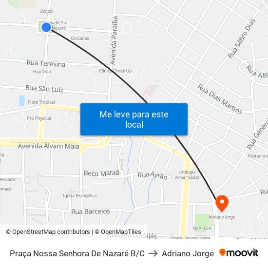 Praça Nossa Senhora De Nazaré B/C to Adriano Jorge map