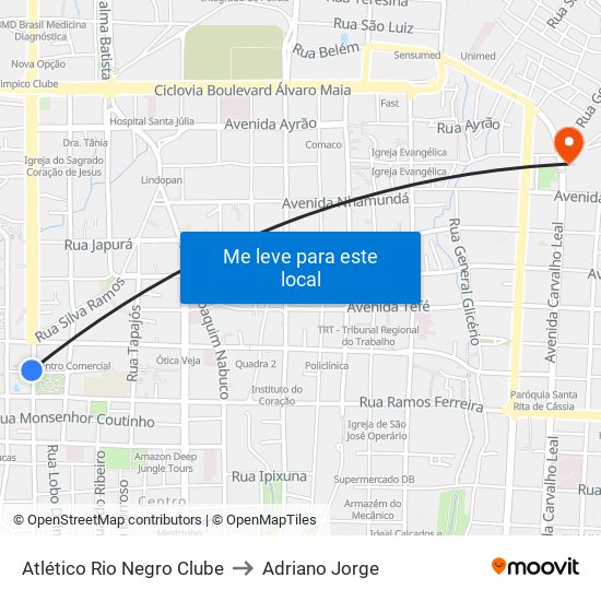 Atlético Rio Negro Clube to Adriano Jorge map