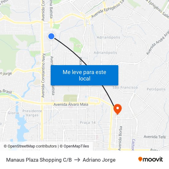 Manaus Plaza Shopping C/B to Adriano Jorge map